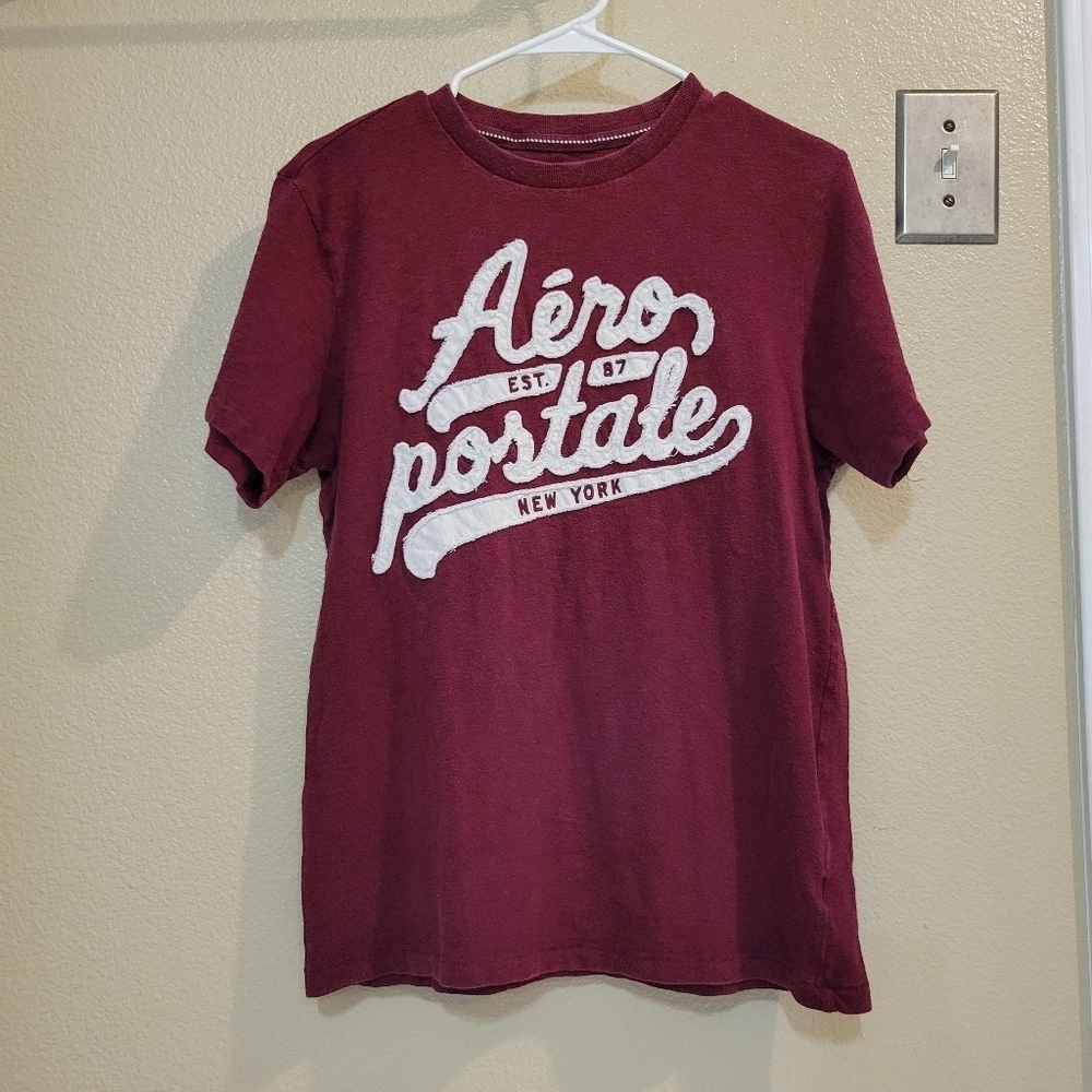 Aeropostale Men Burgundy short sleeve 100% Cotton T Shirt Size Medium